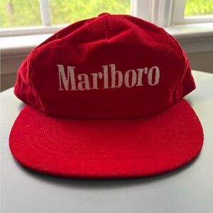 Vintage Marlboro Red Corduroy Snapback Hat